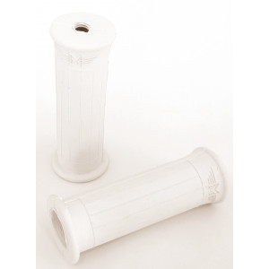 Rev&ecirc;tement Poign&eacute;e Beige 100mm Motob&eacute;cane AV3 AV4 / Motoconfort Mobylette + Logo - Paire