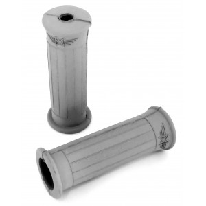 Rev&ecirc;tement Poign&eacute;e Gris 100mm Motob&eacute;cane AV3 AV4 / Motoconfort Mobylette + Logo - Paire