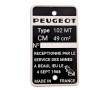 Plaque Constructeur Peugeot Type Mine 102 MT du 4 Septembre 1968 (Vierge)