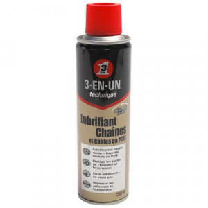 Lubrifiant T&eacute;flon Pellicule Haute Pouvoir de Glissement Pour Chaine et Cable 250ml - 3 en 1