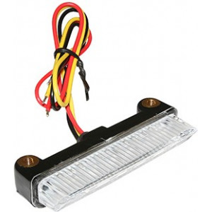 Feu Arri&egrave;re Barrette Led + Stop Transparent / Noir Universel - 6 leds Rouge - Homologu&eacute;