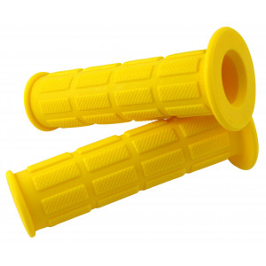 Rev&ecirc;tement Poign&eacute;e Domino Jaune Embout Rond MBK 51 Magnum / Rock Origine / 103 / Ciao (Paire)
