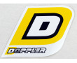 Autocollant Doppler Drand D Jaune et Noir Fond Blanc (82X75mm)