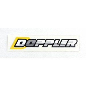 Autocollant Doppler Moyen Jaune et Noir Fond Transparent (30X135mm)