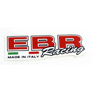 Autocollant EBR Fourche Racing Made in Italy Fond Transparent (25X75mm)