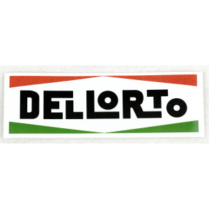 Autocollant Logo Dellorto Carburateur Fond Blanc Rouge / Vert (40x120mm)