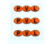 Autocollant Relief PVL Allumage Comp&eacute;tition Orange Translucide Lg 35mm - Jeu de 3