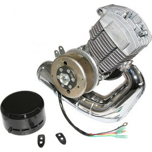 Moteur Complet Mobylette MBK AV7 Carr&eacute; MobyMatic Motob&eacute;cane 88 AV89 Motoconfort (Variateur + Allumage Electro + pot Chrome)