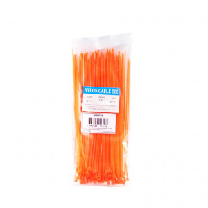 Collier de Serrage Rilsan 2,5x200mm Orange Fluo - Nylon Plastique (Sachet de 100)