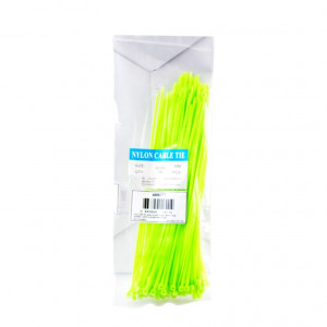 Collier de Serrage Rilsan 2,5x200mm Vert Fluo - Nylon Plastique (Sachet de 100)