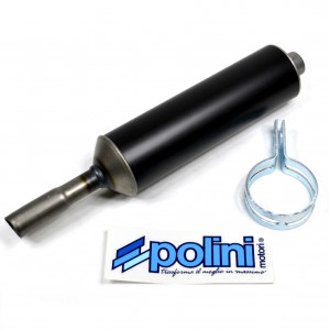 Silencieux pot d'&eacute;chappement Polini Racing Cyclo &Oslash;50mm Lg 200mm Noir Mat - Tube &Oslash;16