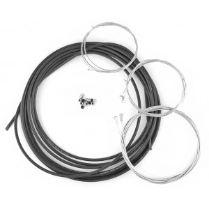 Kit Cable Complet + Gaine Noir Cyclo Peugeot 103 / MBK 51 / Motob&eacute;cane (Gaz, Starter, D&eacute;compresseur, Frein Av-Ar)