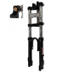 Fourche EBR Master Noire R&eacute;glable Cyclo MBK 51 / Peugeot 103 - &Oslash; 28mm Hydraulique + Raidisseur