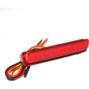 Feu Arri&egrave;re Barrette Led + Stop Rouge Universel - 6 leds Rouge - Homologu&eacute;