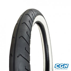 Pneu Cyclo 16 Pouces 2-1/2x16 Mitas MC2 Flanc Blanc TL/TT 42J Reinf 100Kmh 2.50-16 (Route Sport)