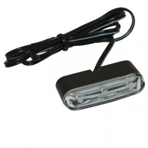 Feu Eclairage de Plaque Led Mini Transparent-Noir 3 Leds Blanches avec Equerre de Fixation - Homologu&eacute;