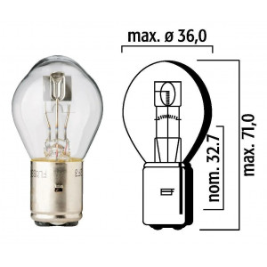 Ampoule 12V 35-35W BA20D S2 Standard Blanc Phare Moto 50cc Derbi TZR / Scooter Nitro