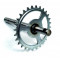 Axe de Pédalier / Poulie Cyclo MBK 51 41 Mobylette 40 50 - Pignon 28 dents Ajouré zingué L214