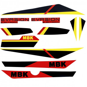 Kit D&eacute;co MBK 51 Evasion 89-90 Rouge Burning Red Complet (Sticker Reproduction)