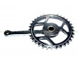 Manivelle + Plateau de P&eacute;dale Droite Motob&eacute;cane 88-89 entraxe 150 d&eacute;port 27 34 dts Chrome - OEM Origine