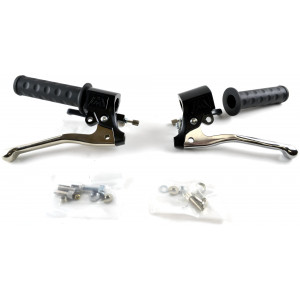 Kit Poign&eacute;e de Frein MBK 51 Super 41 West White Horse Levier Chrome + Logo Noir