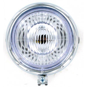 Phare Rond Noir / Chrom&eacute; &Oslash; 135 Universel Mobylette / Moto Vintage (Optique complet)