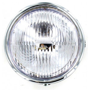 Phare Rond Noir / Casquette Chrom&eacute; &Oslash; 140 Universel Mobylette / Moto Vintage (Optique complet BA20D)
