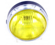 Phare Avant Rond Noir / Chrom&eacute; &Oslash;140 Vitre Jaune Universel Mobylette / Moto Vintage  (Optique complet BA20D)