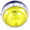 Phare Avant Rond Noir / Chromé Ø140 Vitre Jaune Universel Mobylette / Moto Vintage  (Optique complet BA20D)