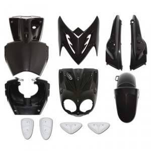 Kit Carrosserie MBK Stunt / Yamaha Slider Noir (Pack Complet 11 Pi&egrave;ces + Pads)