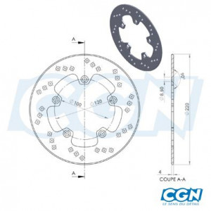 Disque Frein Arri&egrave;re NG RS 50 99➔ / Tuono 03➔ 07 (d.220)