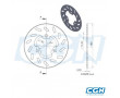 Disque Frein Arri&egrave;re NG Derbi Senda R-SM / XP6 2002-> / MRT / SMT / RCR / RX / SX (d.180)