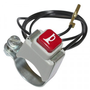 Bouton Avertisseur Klaxon Cyclo Universel MBK Motob&eacute;cane Peugeot avec Collier (Contacteur Mise a la Masse)