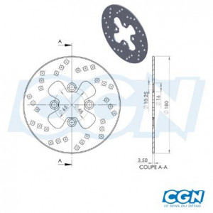 Disque Frein Scooter Avant NG Booster 2004 / Spirit 1999➔ / NG➔ 1998 / Rocket (d.180mm)
