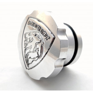 Bouchon R&eacute;servoir Alu Peugeot 103 - &Oslash; 30mm avec Logo Lion usin&eacute;