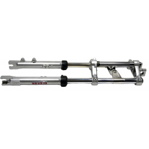 Fourche EBR Master Grise MBK 51 / Peugeot 103 &Oslash; 28mm Alu Hydraulique Racing (Frein a Disque)