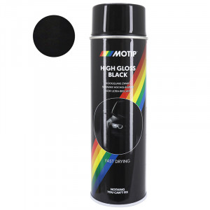 Bombe Peinture Acrylique Noir Brillant Spray 500ml -Motip Pro-