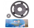 Kit Chaine Afam Derbi Senda R / L 1997-> 1999 chaine 420 12x53 &Oslash; 53mm Incurv&eacute;e 3x2 fix