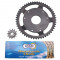 Kit Chaine Afam Derbi Senda R / L 1997-> 1999 chaine 420 12x53 &Oslash; 53mm Incurv&eacute;e 3x2 fix