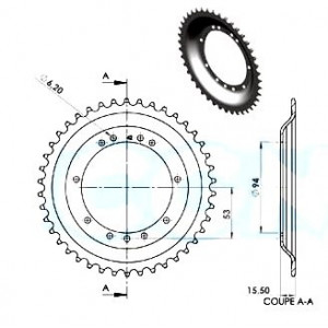 Couronne Peugeot 103 Roue a Rayons (D. 94 11 Trous) SP MVL MV V // Dents au choix