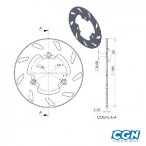 Disque Frein Arri&egrave;re NG Beta RR50 / Rieju Spike / RJ50 185mm