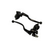 Paire de Poign&eacute;e de Frein Long Noir Universel Cocotte ouverte + Contacteur frein + Fix R&eacute;troviseur M10x125