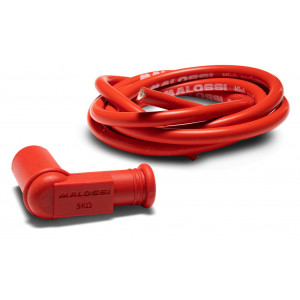 Cable Antiparasite Comp&eacute;tition Malossi Coud&eacute; Complet Rouge Bobine - Bougie a Olive