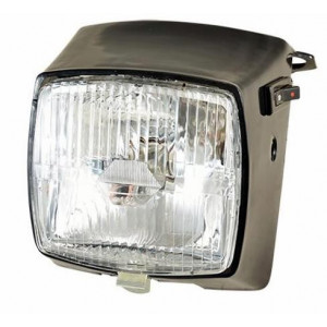 Capot + Optique de Phare Peugeot 103 MVL / Vogue / Chrono - Noir Complet 12V P26S (T&ecirc;te de Fourche)