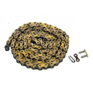 Chaine Moto 420 Renforc&eacute; Or Omega - 122 Maillons (Stock d'&eacute;poque)