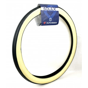 Pneu Solex 19P Hutchinson Flancs Blanc 1 3/4 x 19 TT &agrave; Nervures Solex Origine (1.75-19)