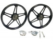 Jantes Peugeot 103 Noire 17 Type Grimeca Alu - SP MVL SP3 Alu 6 h&eacute;lices Paire Avant / Arri&egrave;re
