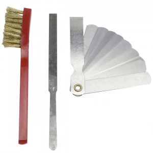 Outils R&eacute;glage Bougie / Rupteur - (Brosse &agrave; bougie + Jeu de Cales + Lime)