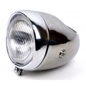Phare chrom&eacute; D.125mm casquette chrom&eacute;e support de compteur (60mm)