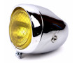 Phare chrom&eacute; vitre Jaune D.125mm casquette chrom&eacute;e support de compteur (60mm)
